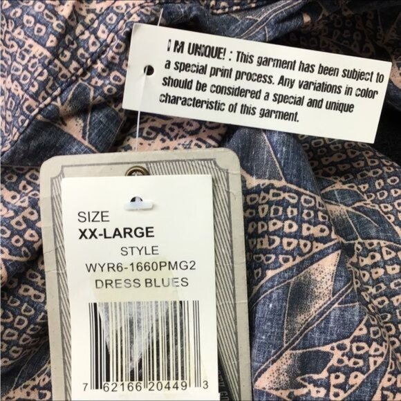 Retrofit Mens Hawaiian Print Short-Sleeve Shirt XXL 100% Cotton Dress Blues Uniq - Picture 8 of 8